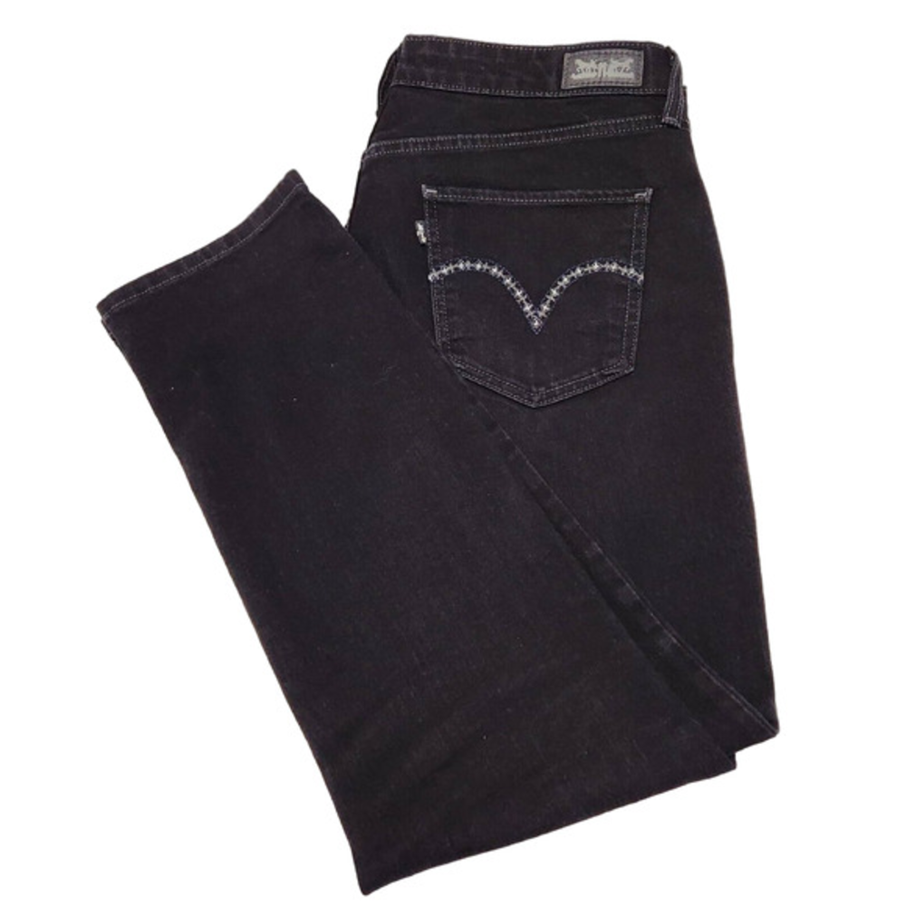LEVIs Womens Mid Rise Skinny Jeans Size‎ 16S Black Denim Silver Accents 33/30